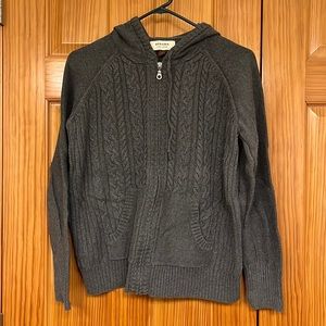 Gray hooded zipper sweater